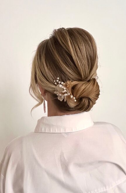 Clean updo Wedding
